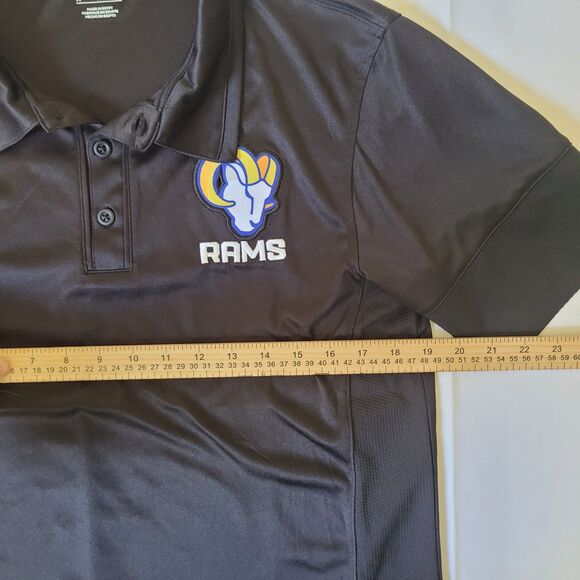 Los Angeles Rams Polo Shirt Men’s Medium NFL Team Apparel Black Golf Polo - Picture 5 of 9